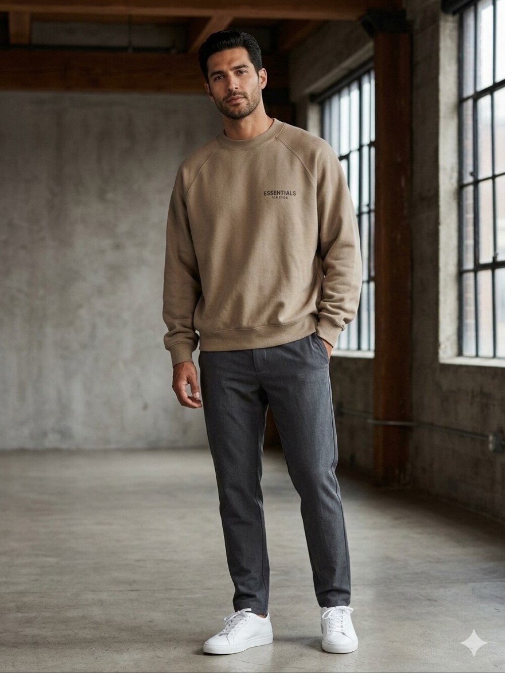 ESSENTIALS Taupe Crewneck Sweatshirt